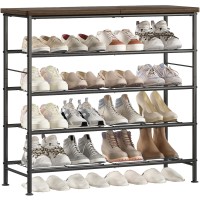 Suoernuo Shoe Rack Organizer 5 Tier For Closet Entryway Free Standing Metal Storage Shoe Shelf With Mdf Top Board