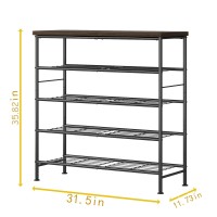 Suoernuo Shoe Rack Organizer 5 Tier For Closet Entryway Free Standing Metal Storage Shoe Shelf With Mdf Top Board