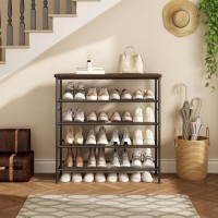 Suoernuo Shoe Rack Organizer 5 Tier For Closet Entryway Free Standing Metal Storage Shoe Shelf With Mdf Top Board