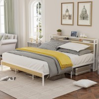 Likimio Queen Bed Frame Platform Bed Frame With 2Tier Storage Headboard And Strong Support Legs More Sturdy Noisefree No B