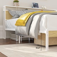 Likimio Queen Bed Frame Platform Bed Frame With 2Tier Storage Headboard And Strong Support Legs More Sturdy Noisefree No B