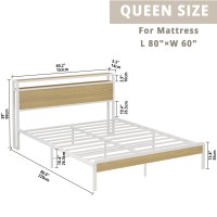 Likimio Queen Bed Frame Platform Bed Frame With 2Tier Storage Headboard And Strong Support Legs More Sturdy Noisefree No B