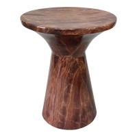21 Inch Round Side Accent Table, Aluminum Sheet, Enamel coating, Dark Brown(D0102H5T32J)