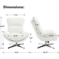 Lukealon Linen Swivel Lounge Chairs Set Of 2, Upholstered High Back Accent Chairs With Metal Base Comfy Recliner Chair Modern Single Sofa Chair For Living Room Office, Beige