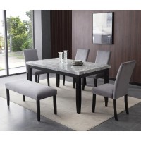 Napoli 6-piece 64-inch Gray Marble Dining Set