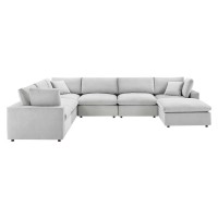 Commix Down Filled Overstuffed Performance Velvet 7Piece Sectional Sofa