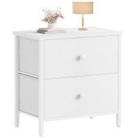 Boluo White Nightstand 2 Drawer For Bedroom,Small Night Stand With Fabric Drawers End Table Modern