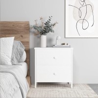 Boluo White Nightstand 2 Drawer For Bedroom,Small Night Stand With Fabric Drawers End Table Modern