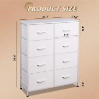 Wlive Fabric Dresser For Bedroom Tall Dresser With 8 Drawers Storage Tower With Fabric Bins Double Dresser Chest Of Drawers