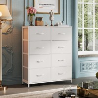 Wlive Fabric Dresser For Bedroom Tall Dresser With 8 Drawers Storage Tower With Fabric Bins Double Dresser Chest Of Drawers