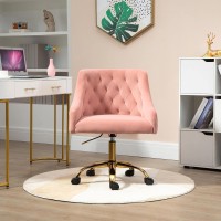 Mojay Swivel Velvet Home Office Chair, Trendy Vanity Chair, Girl Desk Chair, Pretty Fancy Chair, Gold Task Chair For Bedrooom, 360
