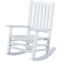 Hupmad Wooden Rocking Chair Rocker Outdoor Oversized Porch Rocker Chair Patio Wooden Rocker With High Back And Armrest All Weath