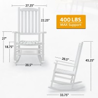 Hupmad Wooden Rocking Chair Rocker Outdoor Oversized Porch Rocker Chair Patio Wooden Rocker With High Back And Armrest All Weath