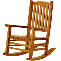 Hupmad Wooden Rocking Chair Rocker Outdoor Oversized Porch Rocker Chair Patio Wooden Rocker With Armrest All Weather Rocker Slat