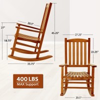 Hupmad Wooden Rocking Chair Rocker Outdoor Oversized Porch Rocker Chair Patio Wooden Rocker With Armrest All Weather Rocker Slat