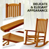 Hupmad Wooden Rocking Chair Rocker Outdoor Oversized Porch Rocker Chair Patio Wooden Rocker With Armrest All Weather Rocker Slat