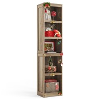 Linsy Home 5-Shelf Bookcase, Narrow Bookshelves Floor Standing Display Storage Shelves 68 In Tall Bookcase Home Decor Furniture For Home Office, Living Room, Bed Room - Light Brown