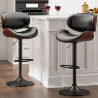 Yafiti Bar Stools Modern Pu Leather Adjustable Swivel Barstools Kitchen Counter Bar Stool Island Barstool With Back Set Of 2B