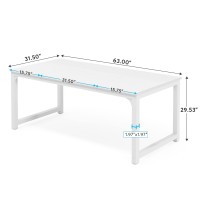 Tribesigns Modern Computer Desk, 63 X 31.5 Inch Large Executive Office Desk Computer Table Study Writing Desk Workstation For Home Office,White