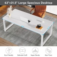 Tribesigns Modern Computer Desk, 63 X 31.5 Inch Large Executive Office Desk Computer Table Study Writing Desk Workstation For Home Office,White