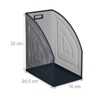 Relaxdays, Standing, Mesh Design, Office & Home, H X W X D: 32 X 16 X 24.5 Cm, Metal, Grey File Organiser