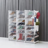 Cubediy Shoe Organizer Cabinet Up To 48 Pairs Shoe Closetportable Closed Shoe Rack With Seethrough Door Clear Plastic Stac