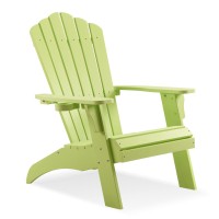 Psilvam Adirondack Chair, Oversized Poly Lumber Fire Pit Chair With Cup Holder, 350Lbs Support Patio Chairs For Garden, Weather Resistant Outdoors Seating, Relaxing Gift For Father & Mother (1, Green)