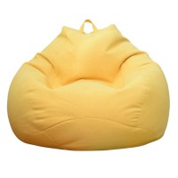 Large Bean Bag Chair Sofa Cover (No Filler) Comfortable Outdoor Lazy Seat Bag Couch Cover Without Filler For Adults Kids Soft Tatami Chairs Covers For Home Garden Living Room (Yellow, 3.3 X 3.9 Ft)