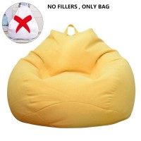 Large Bean Bag Chair Sofa Cover (No Filler) Comfortable Outdoor Lazy Seat Bag Couch Cover Without Filler For Adults Kids Soft Tatami Chairs Covers For Home Garden Living Room (Yellow, 3.3 X 3.9 Ft)