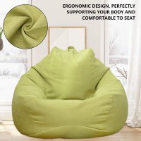 Large Bean Bag Chair Sofa Cover (No Filler) Comfortable Outdoor Lazy Seat Bag Couch Cover Without Filler For Adults Kids Soft Tatami Chairs Covers For Home Garden Living Room (Green, 3.3 X 3.9 Ft)