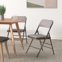 Amazing For Less Pack Of 2 Fabricvinyl Steel Frame Metal Foam Padded Folding Chairs Black Gray White 2Pack Fabric Whi