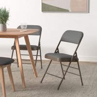 Amazing For Less Pack Of 2 Fabricvinyl Steel Frame Metal Foam Padded Folding Chairs Black Gray White 2Pack Vinyl Gray