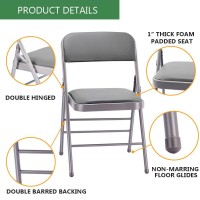 Amazing For Less Pack Of 2 Fabricvinyl Steel Frame Metal Foam Padded Folding Chairs Black Gray White 2Pack Vinyl Gray