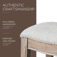 Maven Lane Adrien Saddle Counter Stool In Reclaimed Oak Finish With Ash Grey Fabric Upholstery