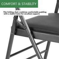 Amazing For Less Pack Of 2 Fabricvinyl Steel Frame Metal Foam Padded Folding Chairs Black Gray White 2Pack Vinyl Blac