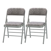 Amazing For Less Pack Of 2 Fabricvinyl Steel Frame Metal Foam Padded Folding Chairs Black Gray White 2Pack Fabric Gra