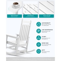 Serwall Outdoor Rocking Chair Hdpe Rocking Chair For Adults All Weather Porch Rockers For Lawn Garden White