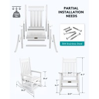 Serwall Outdoor Rocking Chair Hdpe Rocking Chair For Adults All Weather Porch Rockers For Lawn Garden White