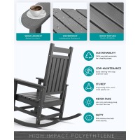 Serwall Outdoor Rocking Chair Set Of 4 Hdpe Rocking Chairs For Adult All Weather Porch Rockers For Lawn Garden Grey