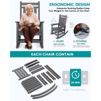 Serwall Outdoor Rocking Chair Set Of 4 Hdpe Rocking Chairs For Adult All Weather Porch Rockers For Lawn Garden Grey