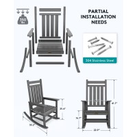 Serwall Outdoor Rocking Chair Set Of 4 Hdpe Rocking Chairs For Adult All Weather Porch Rockers For Lawn Garden Grey