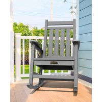 Serwall Outdoor Rocking Chair Set Of 4 Hdpe Rocking Chairs For Adult All Weather Porch Rockers For Lawn Garden Grey