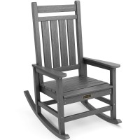 Serwall Oversized Rocking Chair Outdoor Rocking Chair For Adults All Weather Resistant Porch Rocker For Lawn Garden Grey