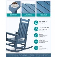 Serwall Outdoor Rocking Chair Set Of 4 Hdpe Rocking Chairs For Adult All Weather Porch Rockers For Lawn Garden Blue