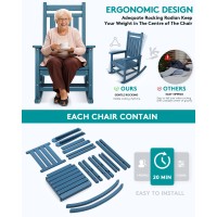 Serwall Outdoor Rocking Chair Set Of 4 Hdpe Rocking Chairs For Adult All Weather Porch Rockers For Lawn Garden Blue