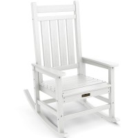 Serwall Oversized Rocking Chair Outdoor Rocking Chair For Adults All Weather Resistant Porch Rocker For Lawn Garden White