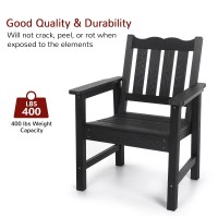 Stoog Allweather Patio Garden Chair Outdoor Dining Chair With Curved Backrest 400 Lbs Support Porch Chair Black