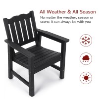 Stoog Allweather Patio Garden Chair Outdoor Dining Chair With Curved Backrest 400 Lbs Support Porch Chair Black