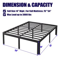 Hunlostten 14In Full Size Bed Frame No Box Spring Needed Heavy Duty Metal Platform Bed Frame Full With Round Corners Easy Asse