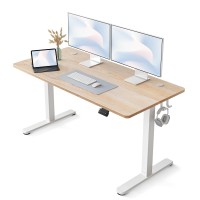 Fezibo Electric Standing Desk 55 X 24 Inches Height Adjustable Stand Up Desk Sit Stand Home Office Desk Computer Desk Maple